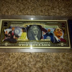 President Obama $2 Bill Currency Collection With Display Box